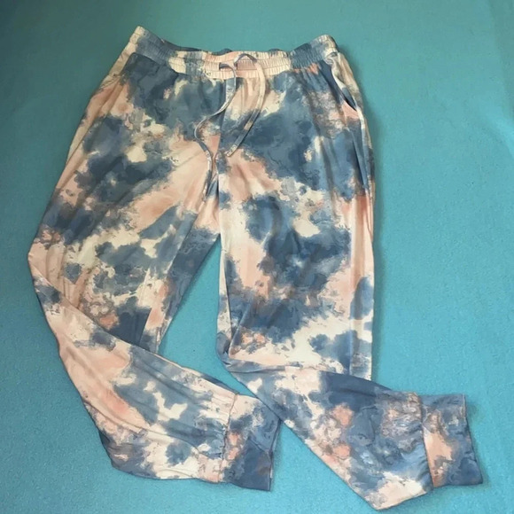 ANY BODY joggers lightweight elastic waistband drawstring pink blue NEW size M - Picture 2 of 13